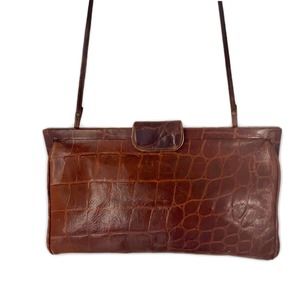 Vintage Jenna Davies Brown Italian Croc Leather Purse